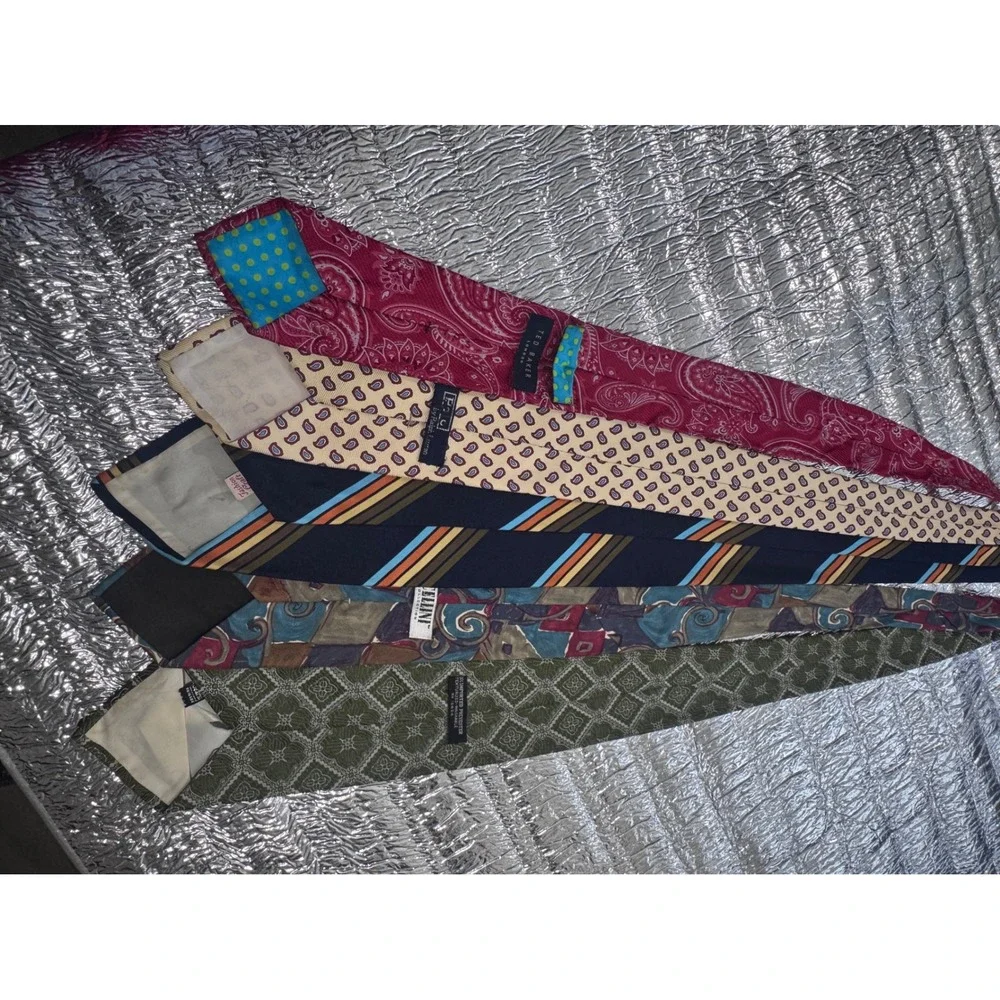 Lot of 5 Mens Silk Neck Ties Ted Baker Polo Ralph Lauren Paisley Stripe Vintage
